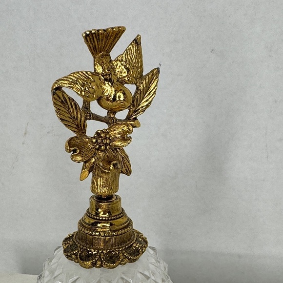 Antique Matson Gold Ormolu Hummingbird Glass Perfume Bottle With Glass Dauber - Picture 2 of 8